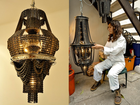 Chandeliers upcycling en chaine de velo