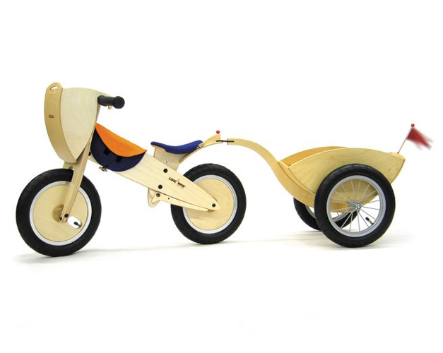 Draisienne enfant design et remorque en bois