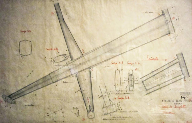 Plan du cadre de velo architecte Jean Prouve