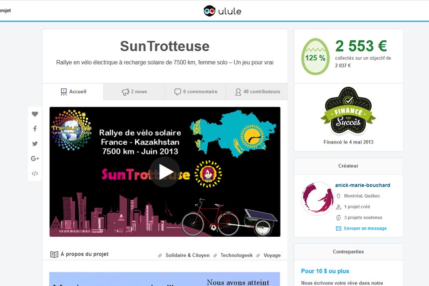 Sun Trotteuse financement Ulule