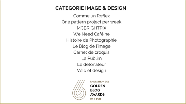 Velo et Design shorlist des Golden Blog Awards 2015