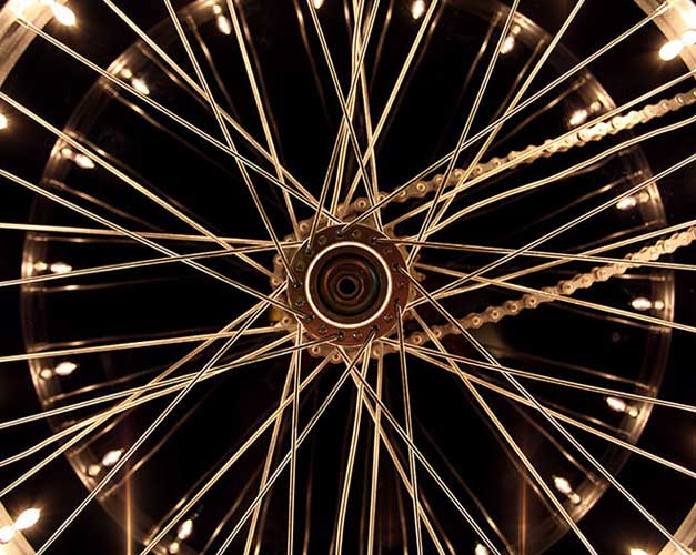 Wheelight, upcycled wheel lamp