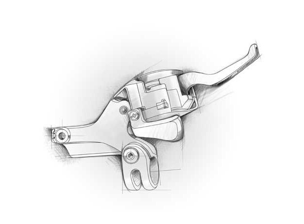 Dessin technique de levier de frein de velo