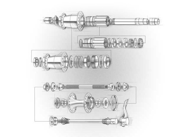 Dessin technique de derailleur de velo