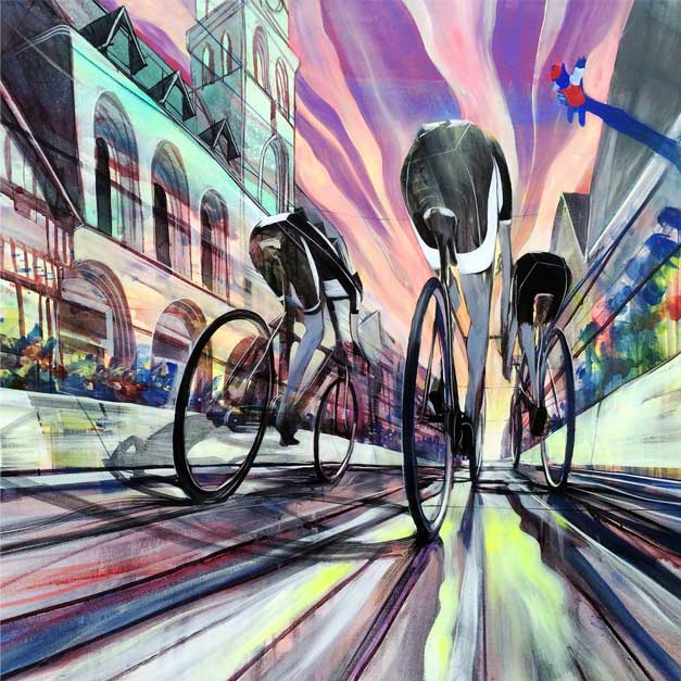 Peinture de peloton cycliste