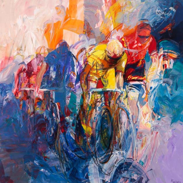 Peinture de peloton cycliste